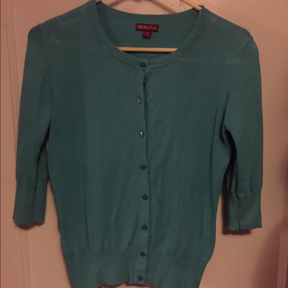 3/4 length sleev cardigan sweater